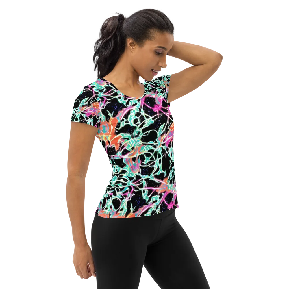 Pixel Lagoon on Women's Athletic T-Shirt — Right