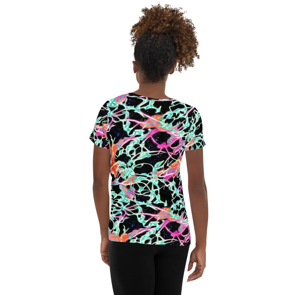 Pixel Lagoon on Women's Athletic T-Shirt — Back