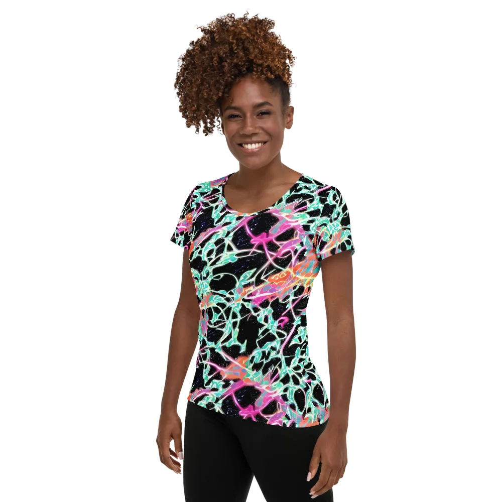 Pixel Lagoon on Women's Athletic T-Shirt — Left