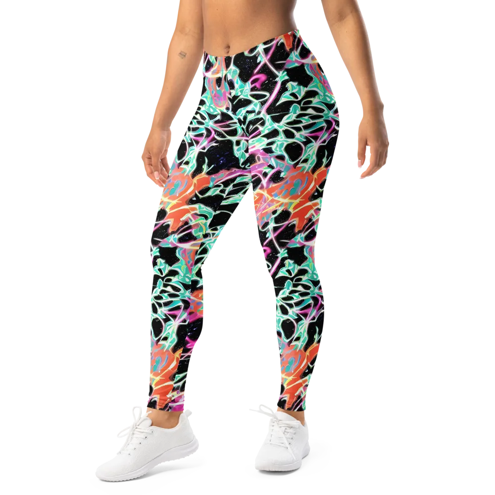 Pixel Lagoon on Leggings — Left Front