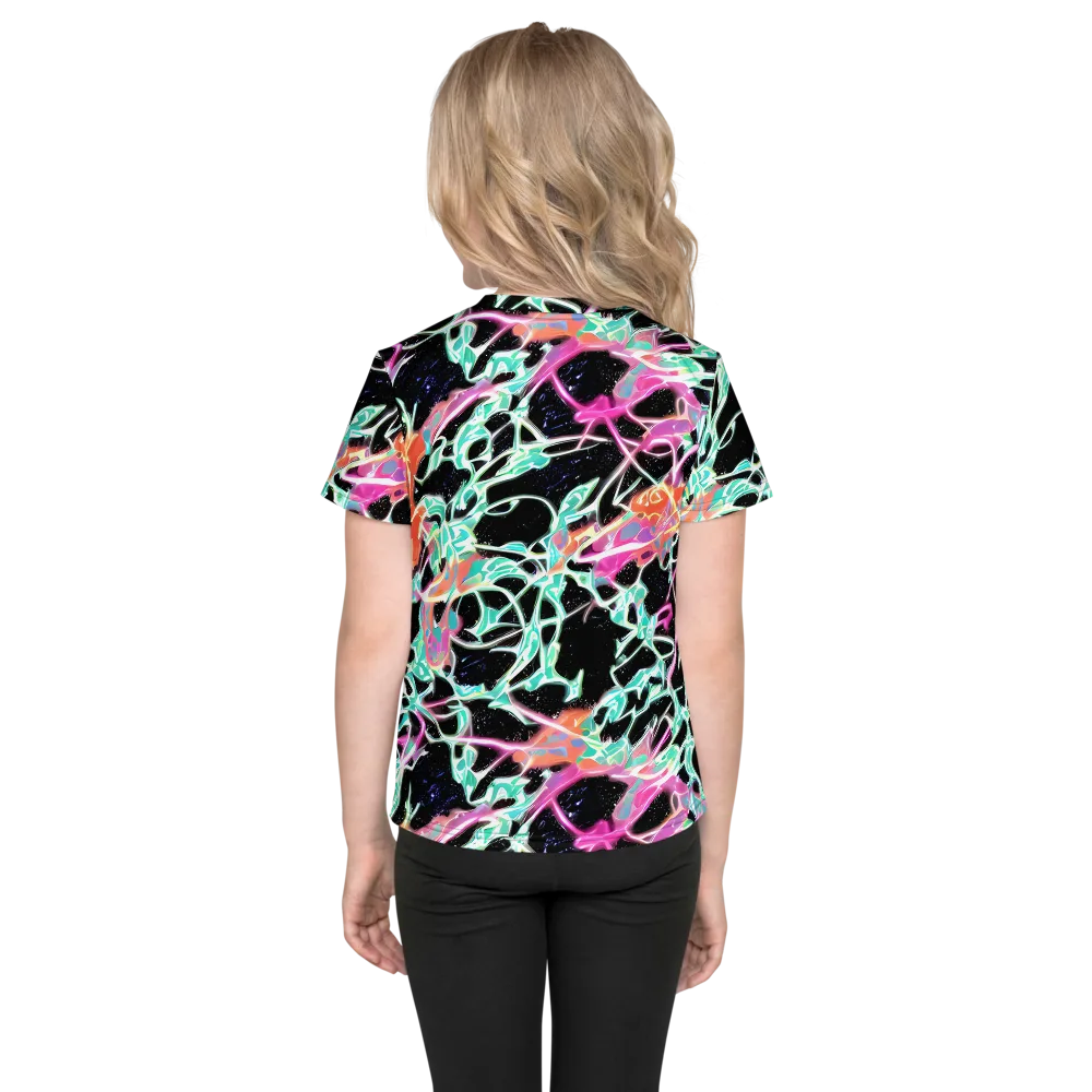 Pixel Lagoon on Kids Crew Neck T-Shirt — Back
