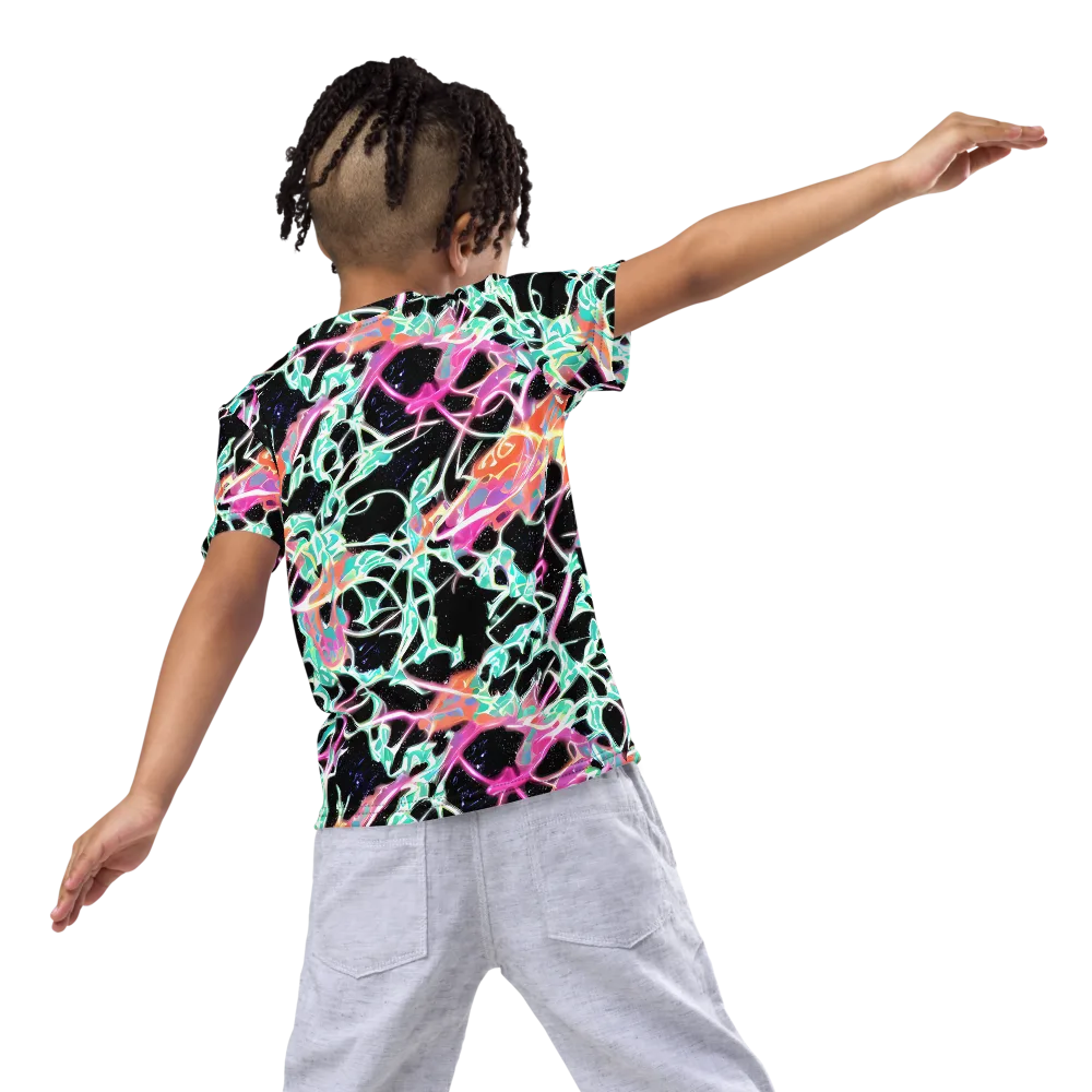 Pixel Lagoon on Kids Crew Neck T-Shirt — Back
