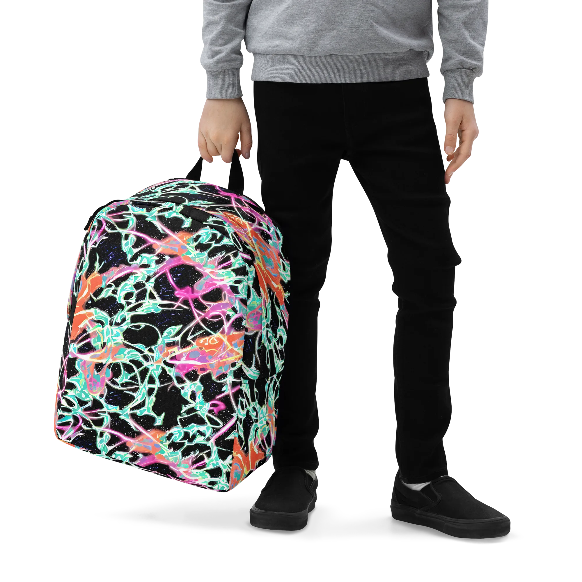 Pixel Lagoon on Minimalist Backpack — Zoomed-in