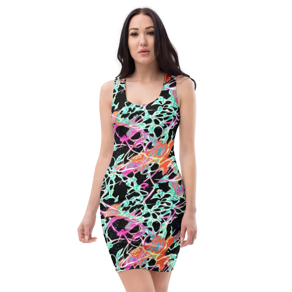 Pixel Lagoon on Bodycon Dress — Front