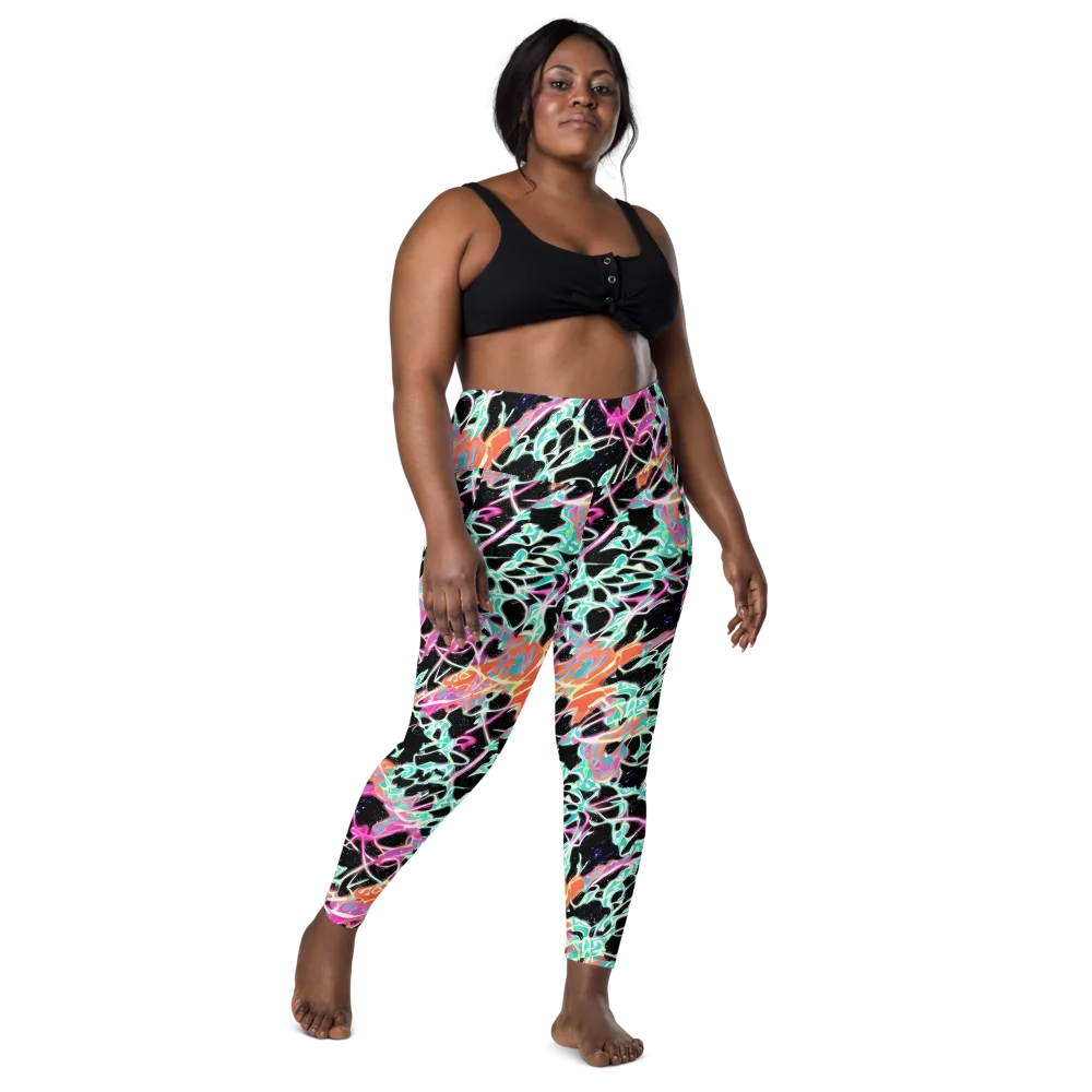 Pixel Lagoon on Leggings with Pockets — Front