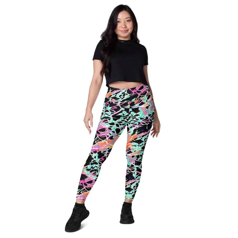 Pixel Lagoon on Leggings with Pockets — Front
