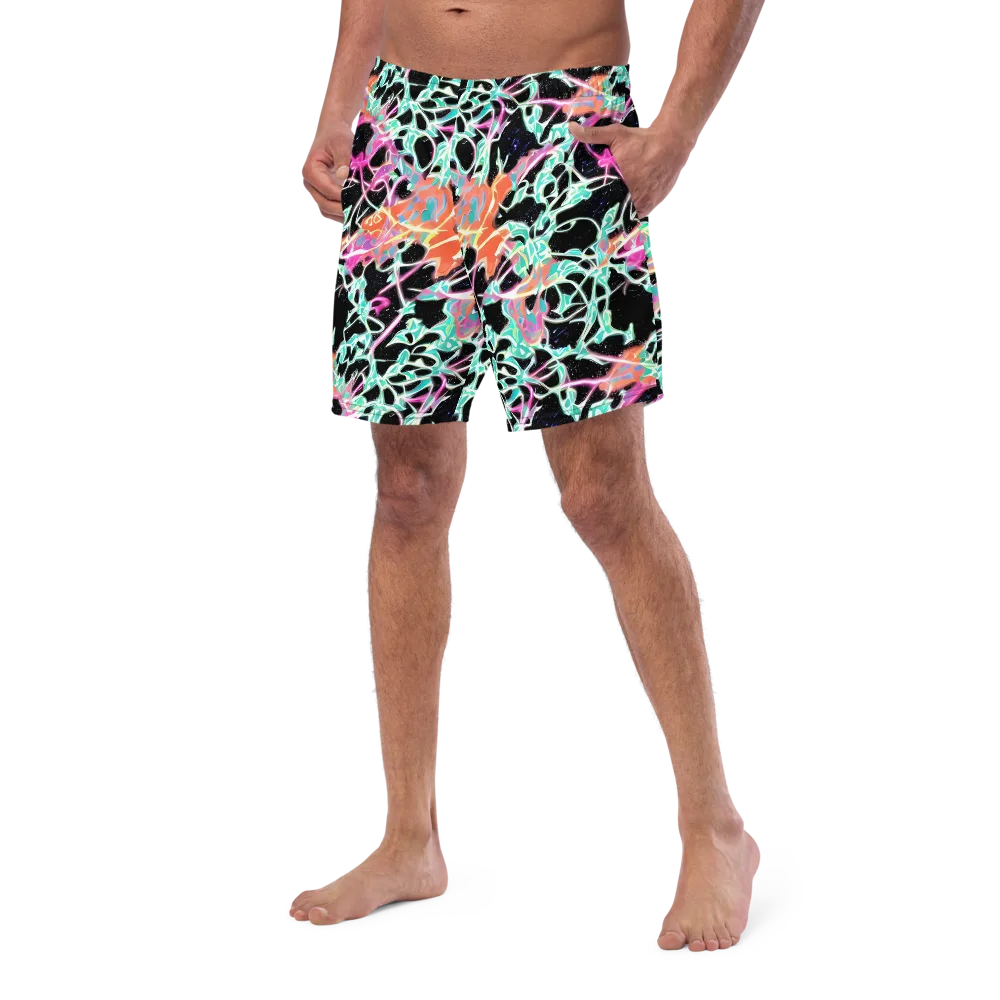 Pixel Lagoon on Swim Trunks — Left Front
