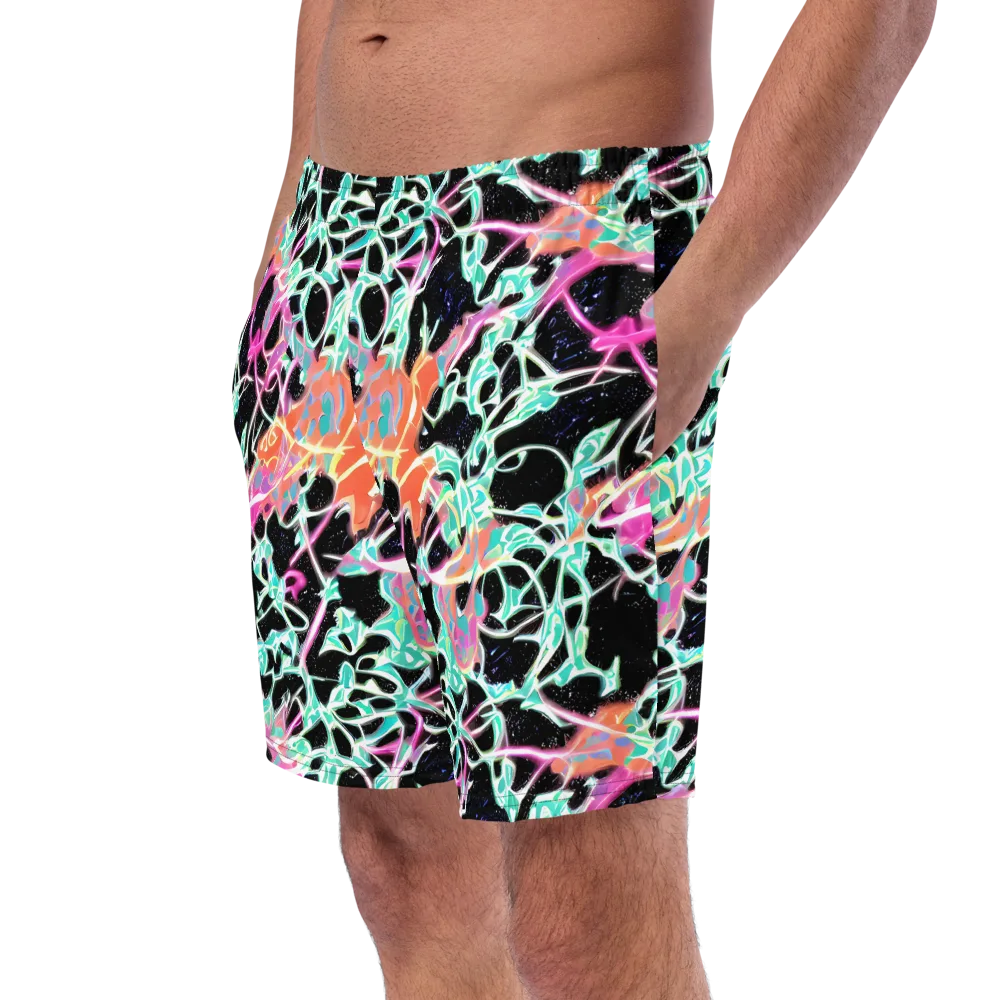 Pixel Lagoon on Swim Trunks — Left Front