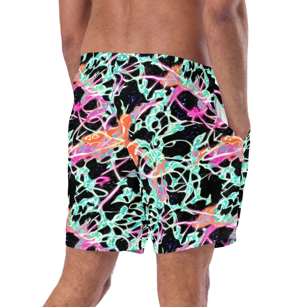 Pixel Lagoon on Swim Trunks — Right Back