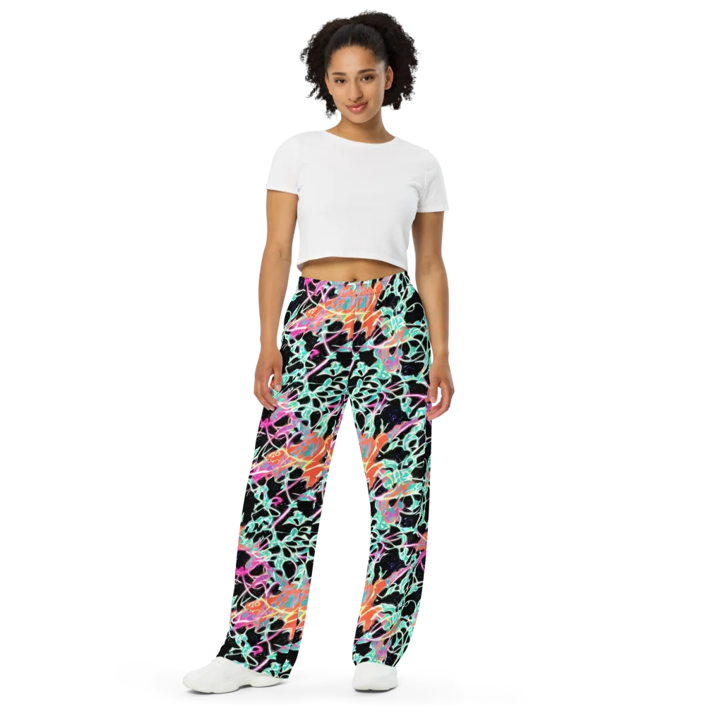 Pixel Lagoon on Wide-Leg Pants — Front