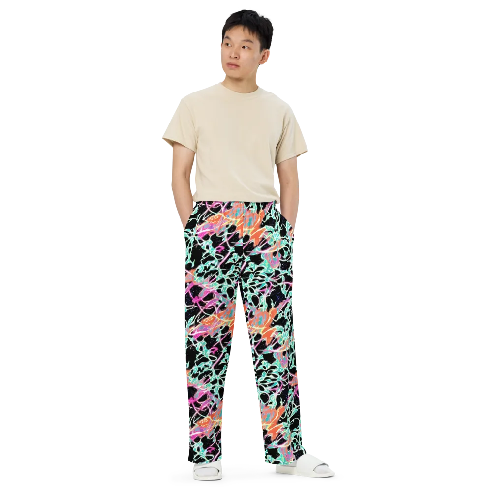 Pixel Lagoon on Wide-Leg Pants — Front