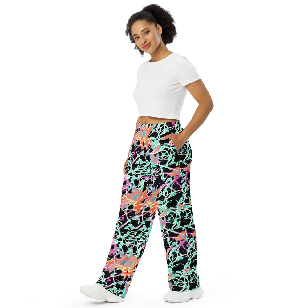 Pixel Lagoon on Wide-Leg Pants — Left Front