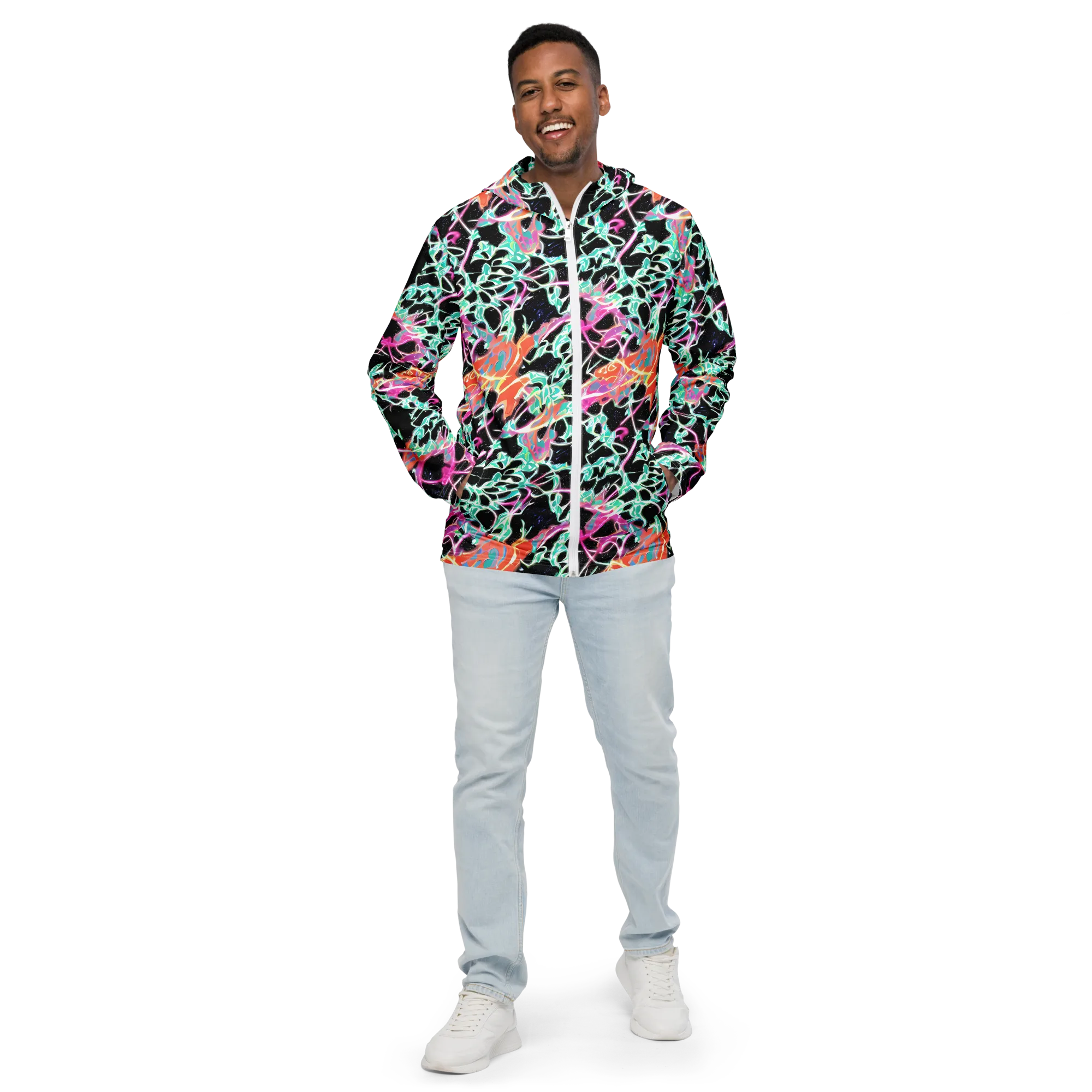 Pixel Lagoon on Men's Windbreaker — Front