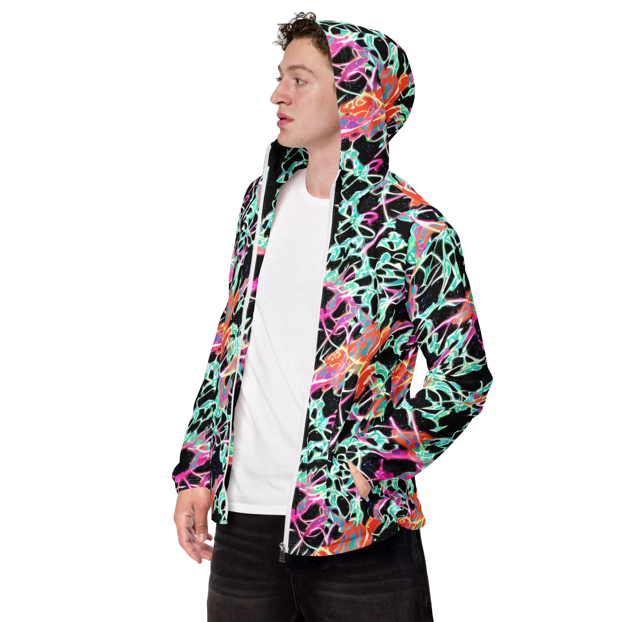Pixel Lagoon on Men's Windbreaker — Left Front