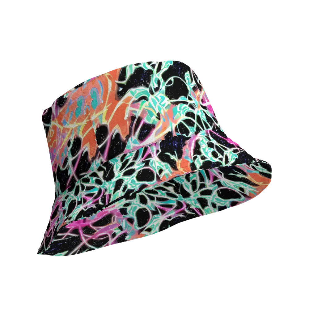 Pixel Lagoon on Reversible Bucket Hat — Product details Outside
