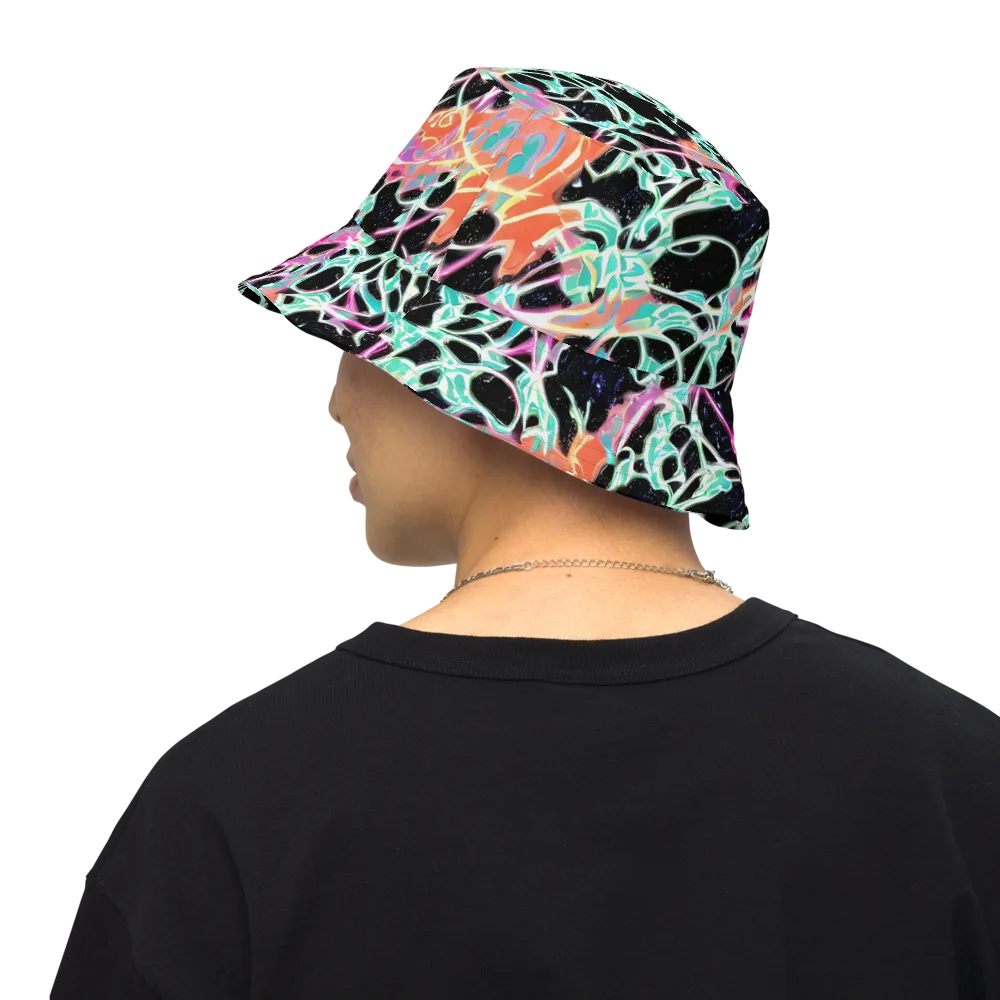 Pixel Lagoon on Reversible Bucket Hat — Back Inside