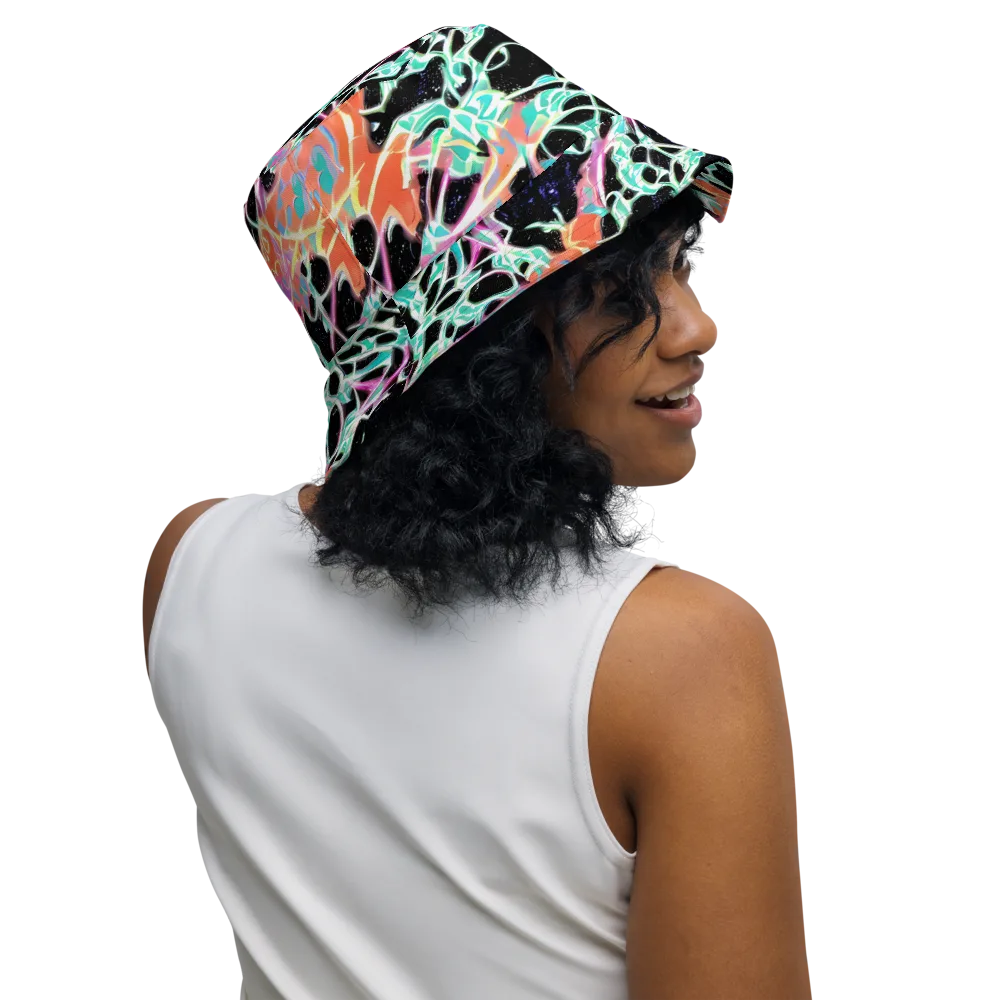 Pixel Lagoon on Reversible Bucket Hat — Right Outside