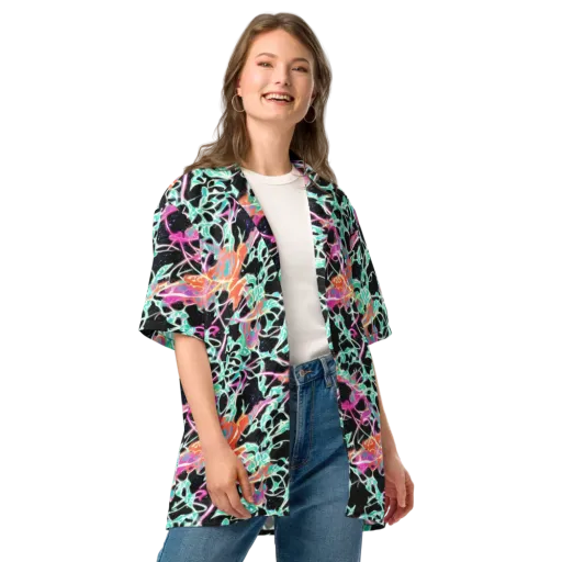 Pixel Lagoon on a Button Shirt