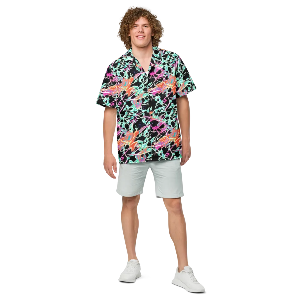 Pixel Lagoon on Button Shirt — Front