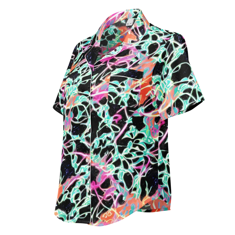 Pixel Lagoon on Women's Short Sleeve Pajama Top — Left Front