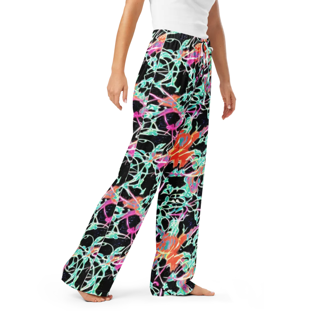 Pixel Lagoon on Women's Pajama Pants — Right Front