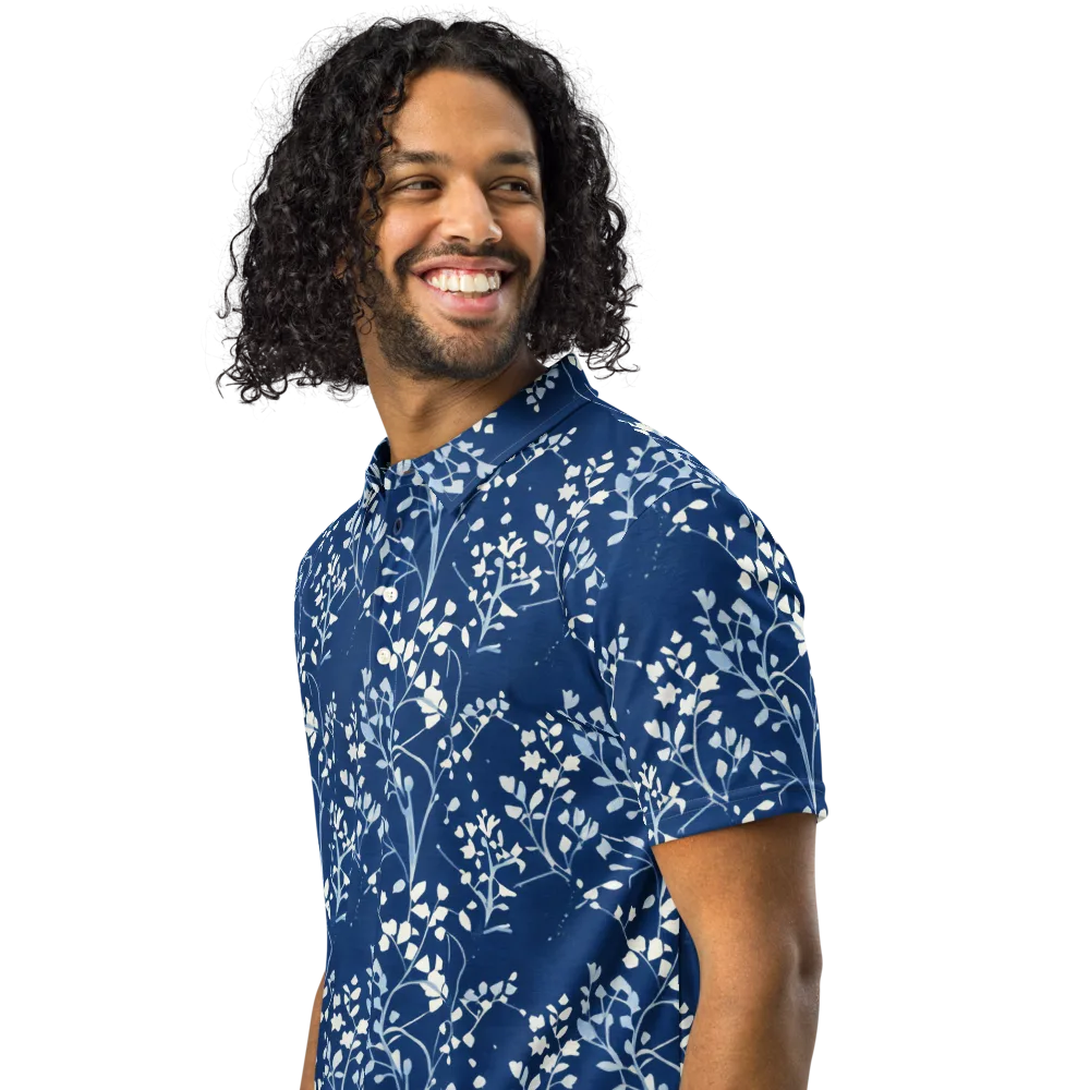 Indigo Reverie on Men's Slim Fit Polo Shirt — Left Front