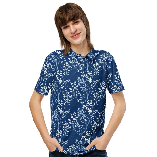 Indigo Reverie on a Men's Slim Fit Polo Shirt
