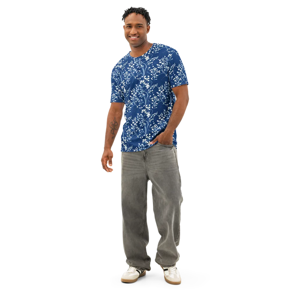Indigo Reverie on Men's Cotton Crew Neck T-Shirt — Front