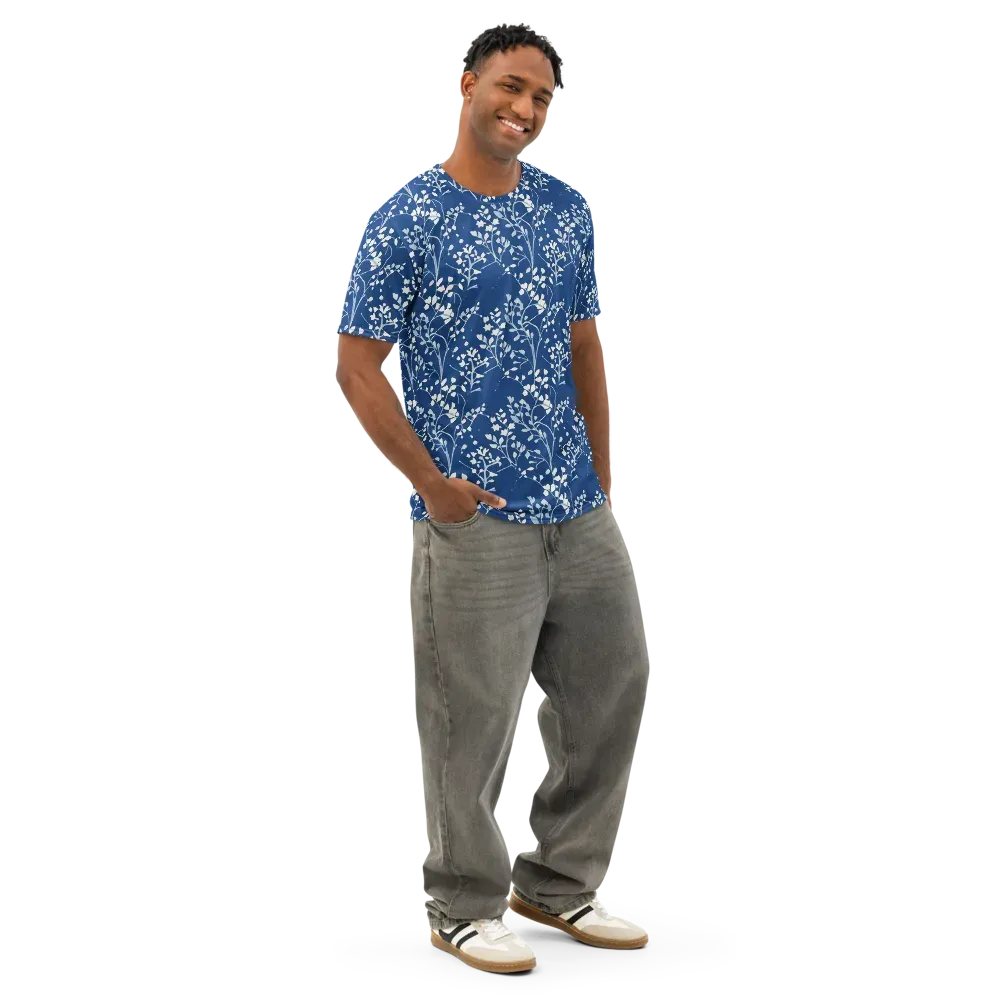 Indigo Reverie on Men's Cotton Crew Neck T-Shirt — Right Front