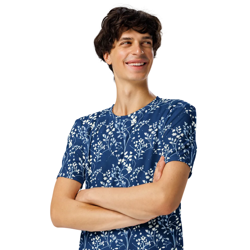 Indigo Reverie on Men's Crew Neck T-Shirt — Left Front