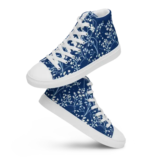 Indigo Reverie on a Men's High Top Canvas Shoes
