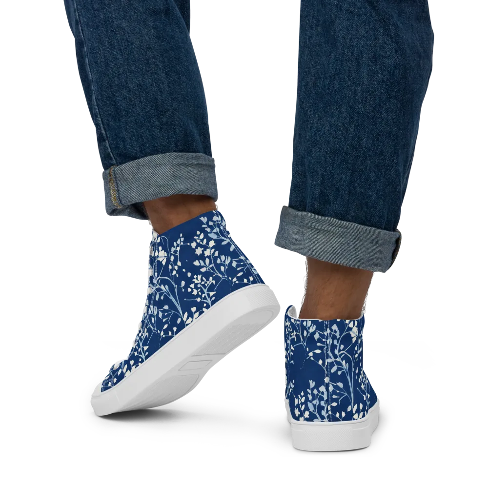 Indigo Reverie on Men's High Top Canvas Shoes — Back