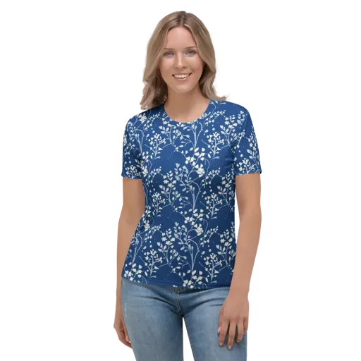 Indigo Reverie on a Women's Crew Neck T-Shirt