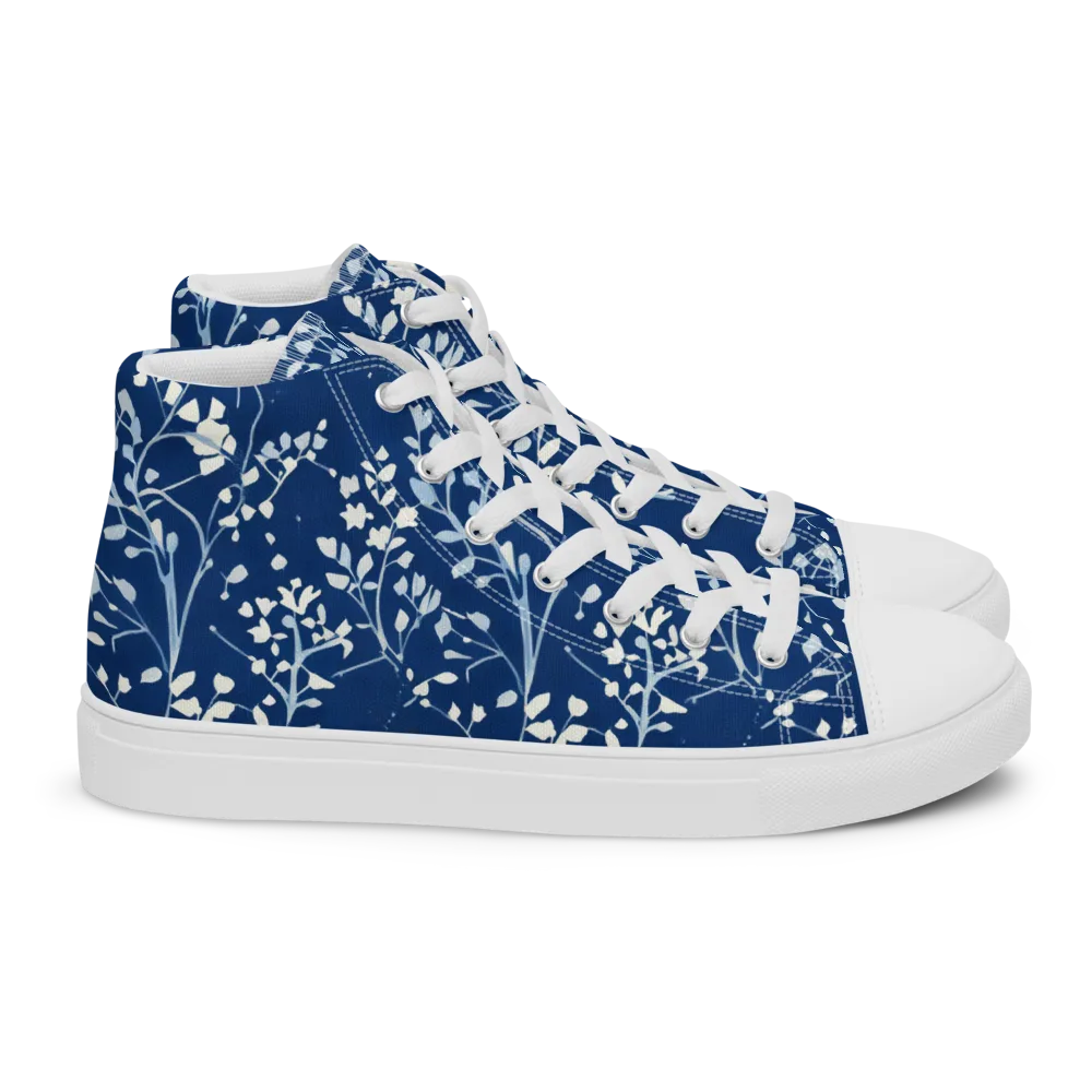 Indigo Reverie on Women's High Top Canvas Shoes — Right