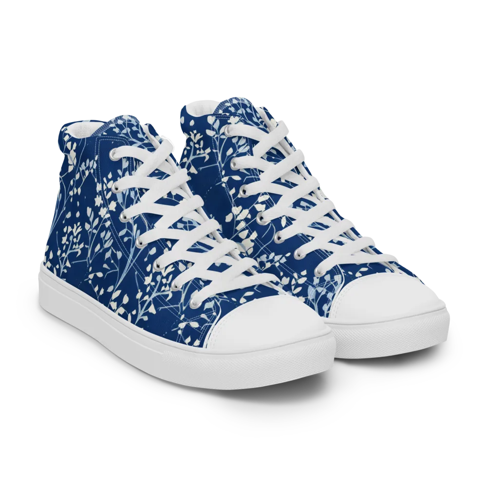Indigo Reverie Women's High Top Canvas Shoes on model