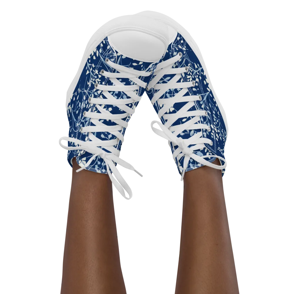 Indigo Reverie on Women's High Top Canvas Shoes — Front