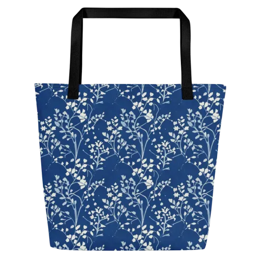 Indigo Reverie on a Large Tote Bag W/ Pocket