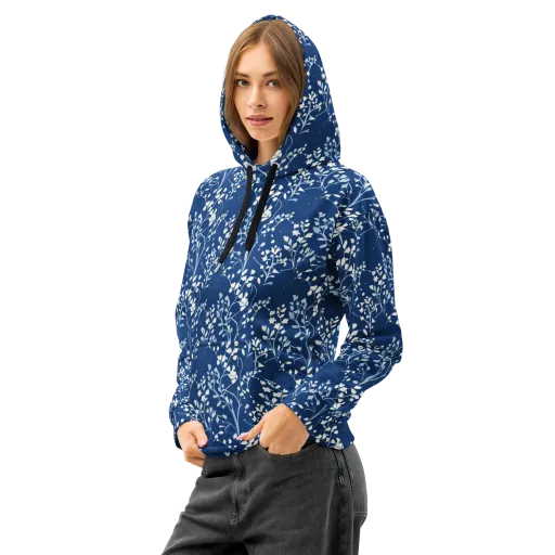 Indigo Reverie on a Cotton Hoodie