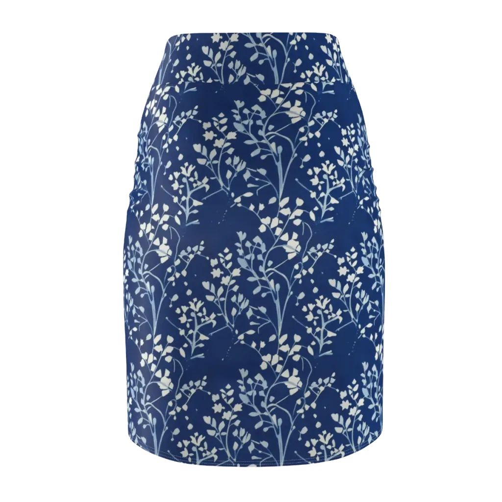 Indigo Reverie on Pencil Skirt — Back