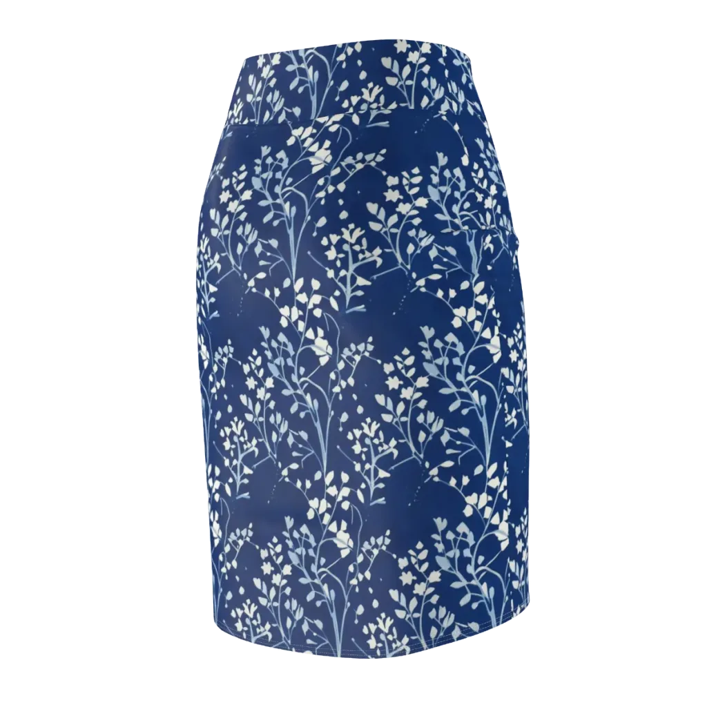 Indigo Reverie on Pencil Skirt — Back Side