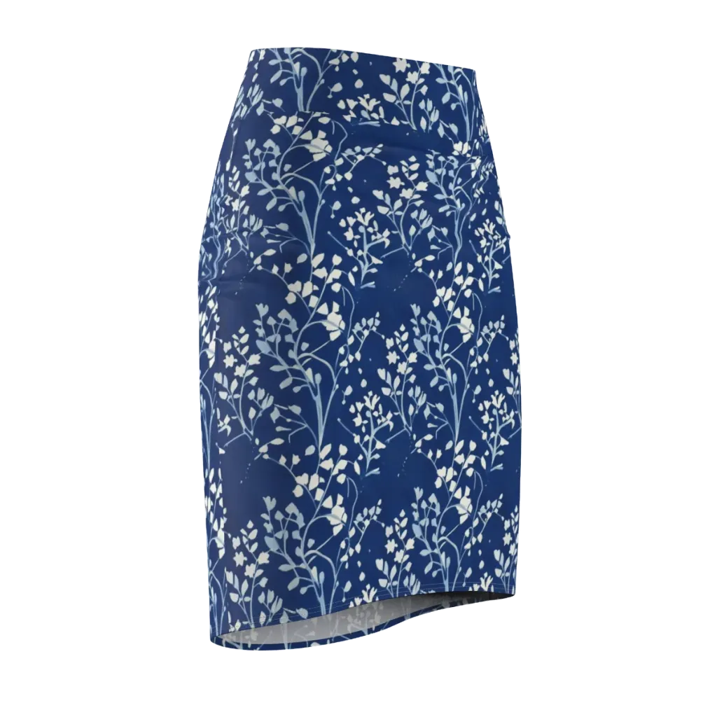 Indigo Reverie on Pencil Skirt — Front Side
