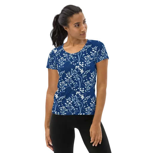 Indigo Reverie on a Women's Athletic T-Shirt