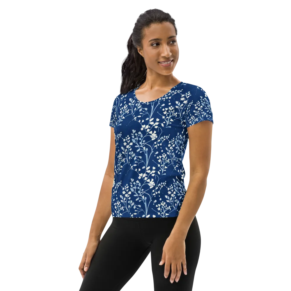 Indigo Reverie on Women's Athletic T-Shirt — Left