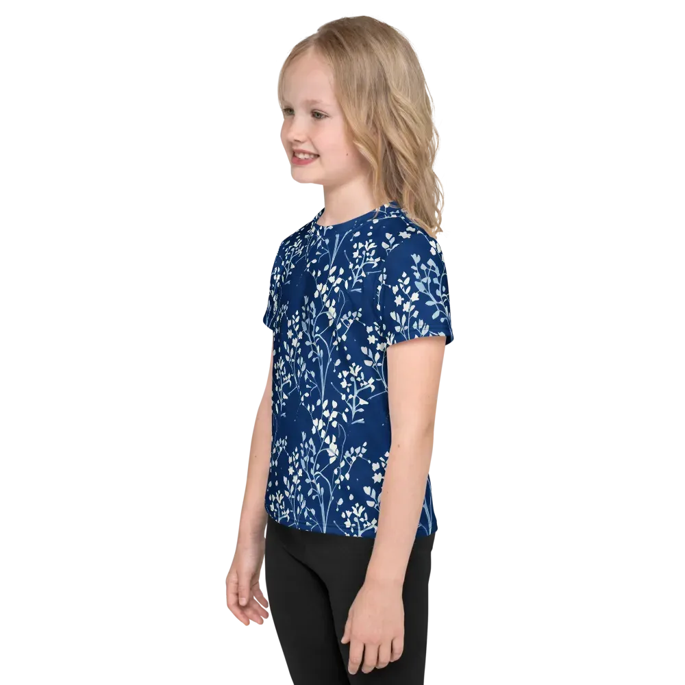 Indigo Reverie on Kids Crew Neck T-Shirt — Left