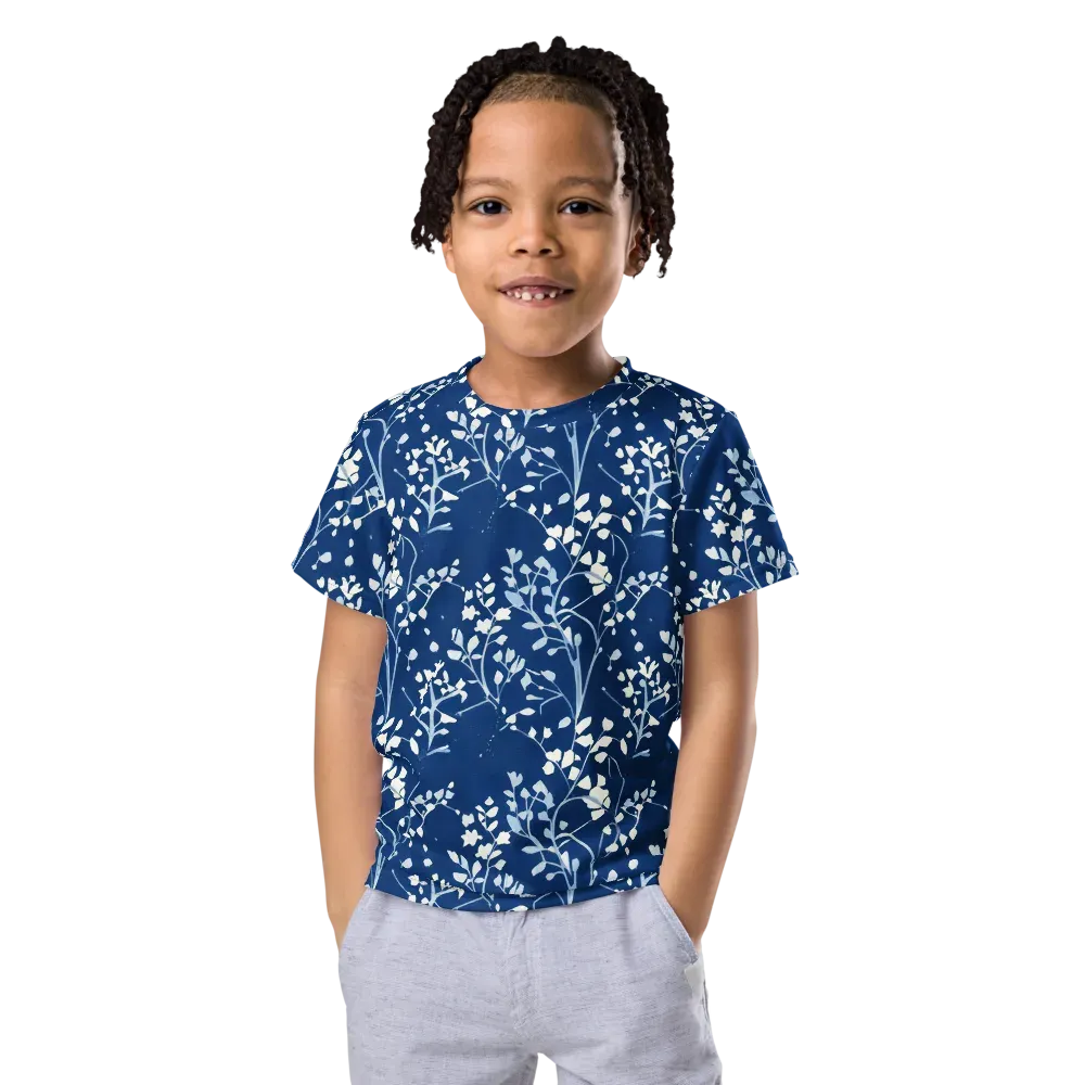 Indigo Reverie on Kids Crew Neck T-Shirt — Front