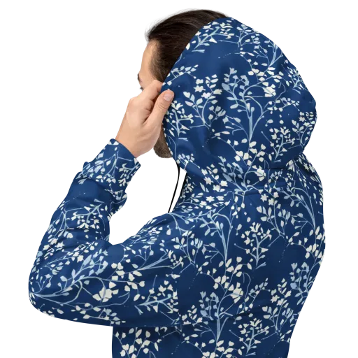 Indigo Reverie on a Hoodie