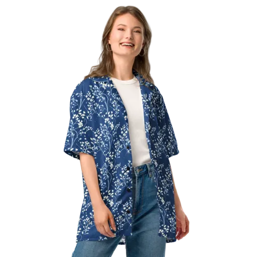 Indigo Reverie on a Button Shirt