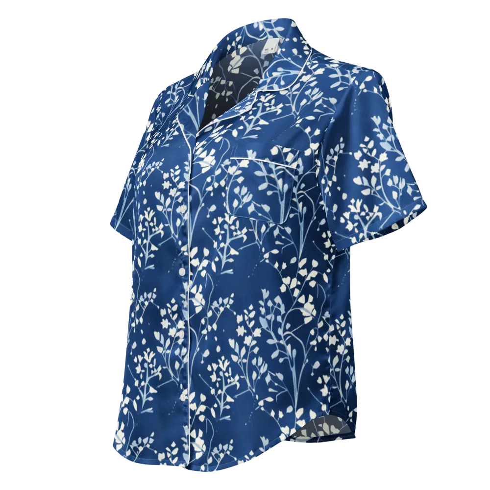 Indigo Reverie on Women's Short Sleeve Pajama Top — Left Front