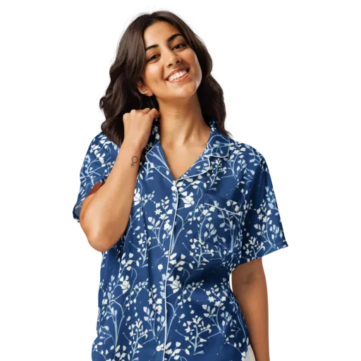 Indigo Reverie on a Women's Short Sleeve Pajama Top