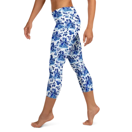 Blue Delft Garden on a Capri Leggings